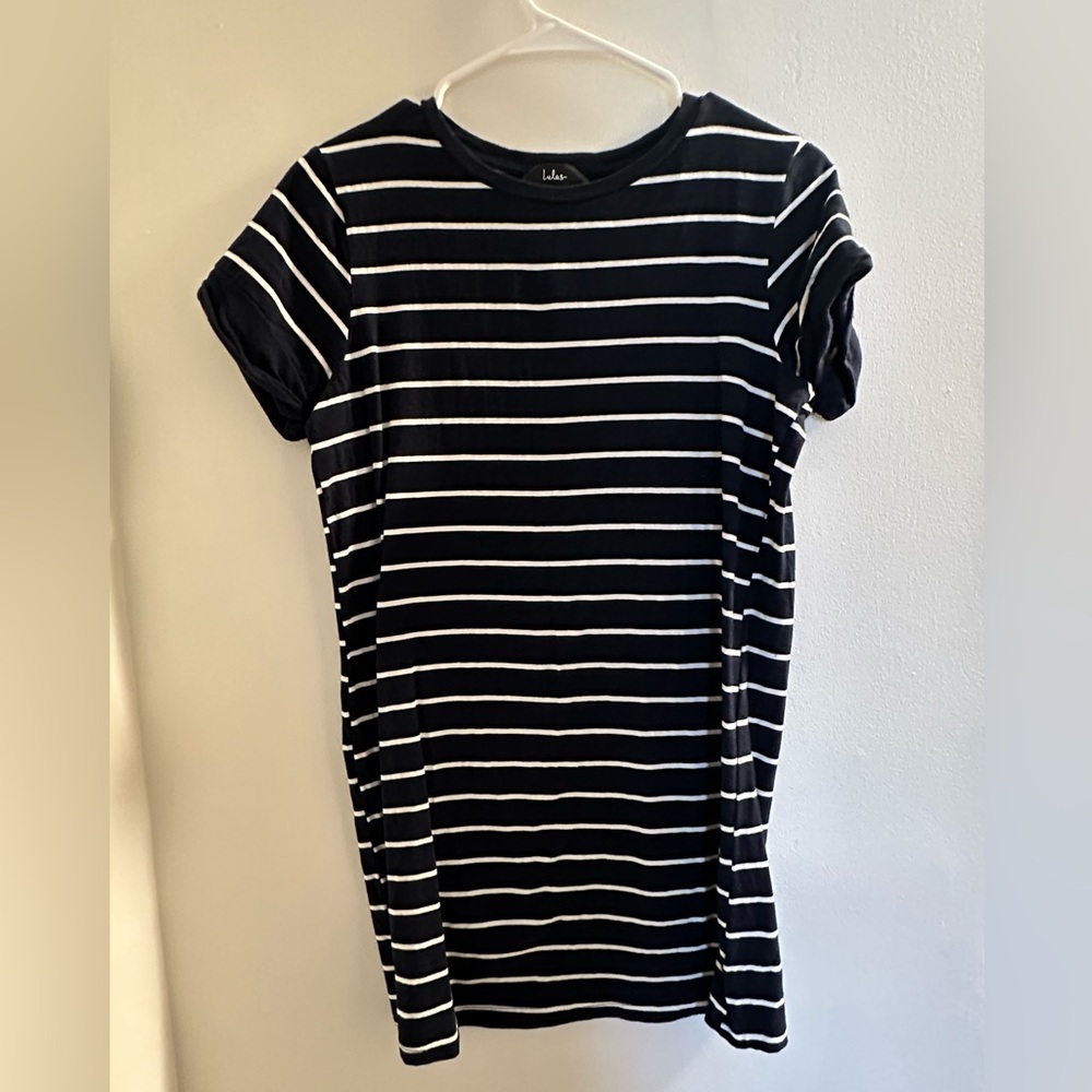 Navy and White striped T-shirt dress
